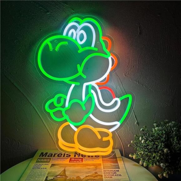 Yoshi Mario World LED Neon Sign Game Room Light Bedroom Gamer Vintage Style NEW - Picture 1 of 6